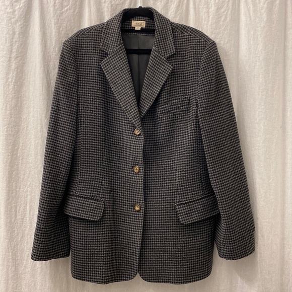 L.L. Bean Jackets & Blazers - Vintage L.L. Bean Women's Wool Cashmere Houndstooth Blazer Size 14R